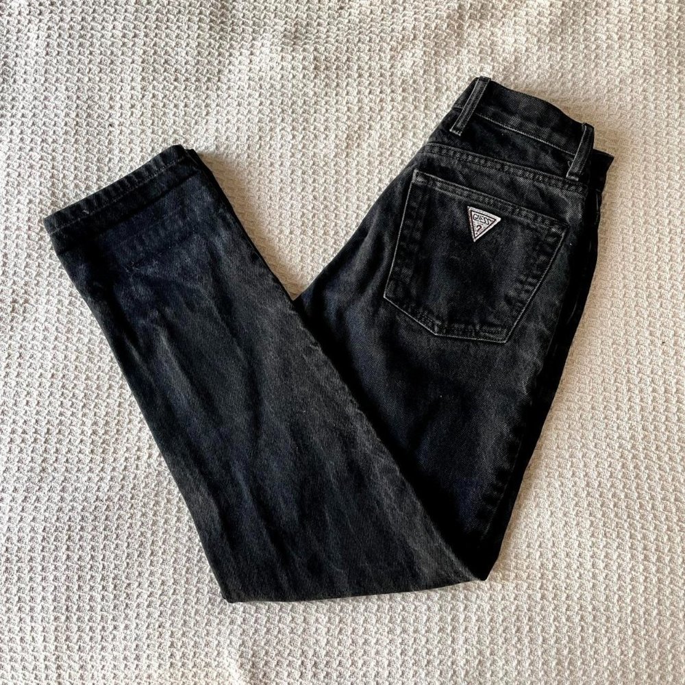 Black vintage Guess high waist jeans - 24" waist - PLEASE COMMENT BEFORE BUYING